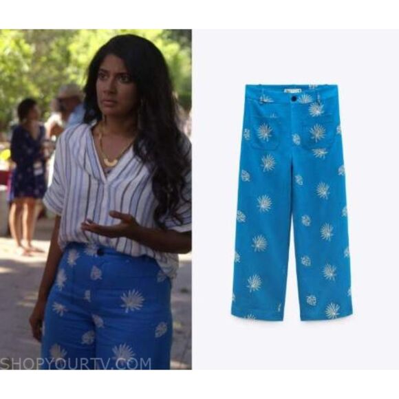 NWT Zara Women's Linen Blend Embroidered Wide Leg Pants Culottes with Pockets - Picture 6 of 13